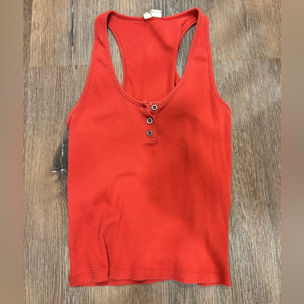 Red Orange Ribbed Tank large